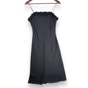 Breakin' Loose‎ Black Dress Rose Trim Spaghetti Strap Y2K 90s Whimsigoth 7/8 S 4